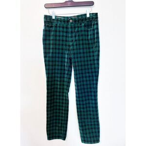 Talbots Velvet Green Black Plaid Pants Size 4P